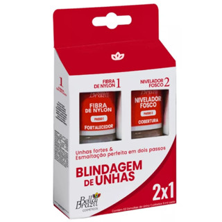 Kit Blindagem Unhas Fortes Fibra De Nylon + Base Niveladora - Tratamento Bella Brazil
