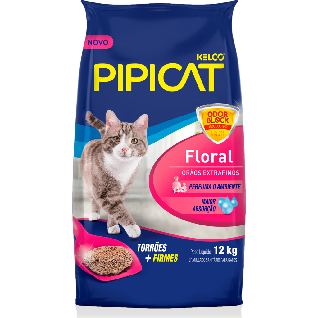 Areia Higiênica Pipicat floral Grãos Extra Finos 12 kg