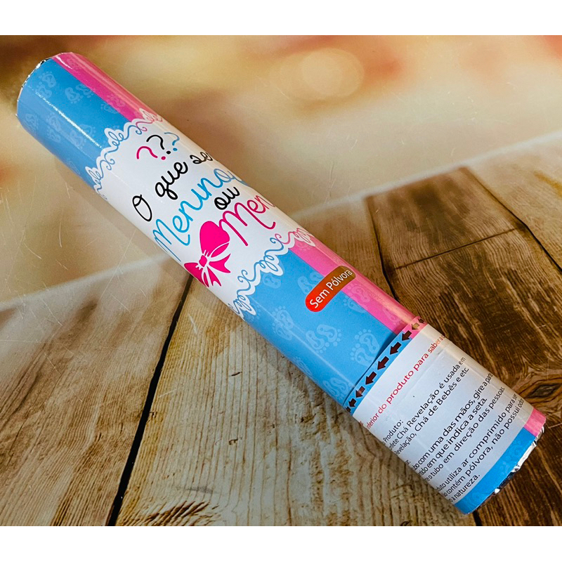 Lança confete chá revelação menino ou menina azul ou rosa OFF em Oferta na Shopee