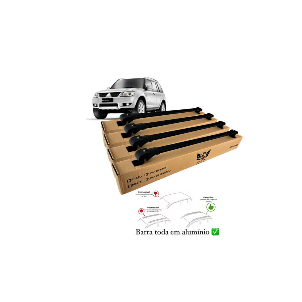 Bagageiro Mitsubishi Pajero Tr4 2010 A 2016 4 Barras Rack Slim Barra Alumínio