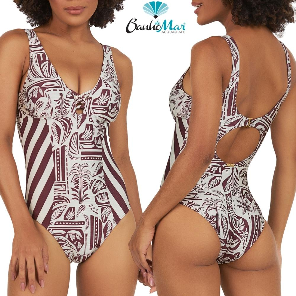 Maio Banho de Mar Alca Fina Sem Bojo Efeito Zero Barriga Modela e Reduz Moda Praia Estampado em Oferta na Shopee