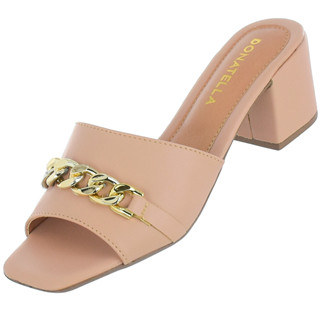 Sandália Feminina Vermelho Donatella Shoes Tamanco Salto Médio Baixo Alto Moda Corrente