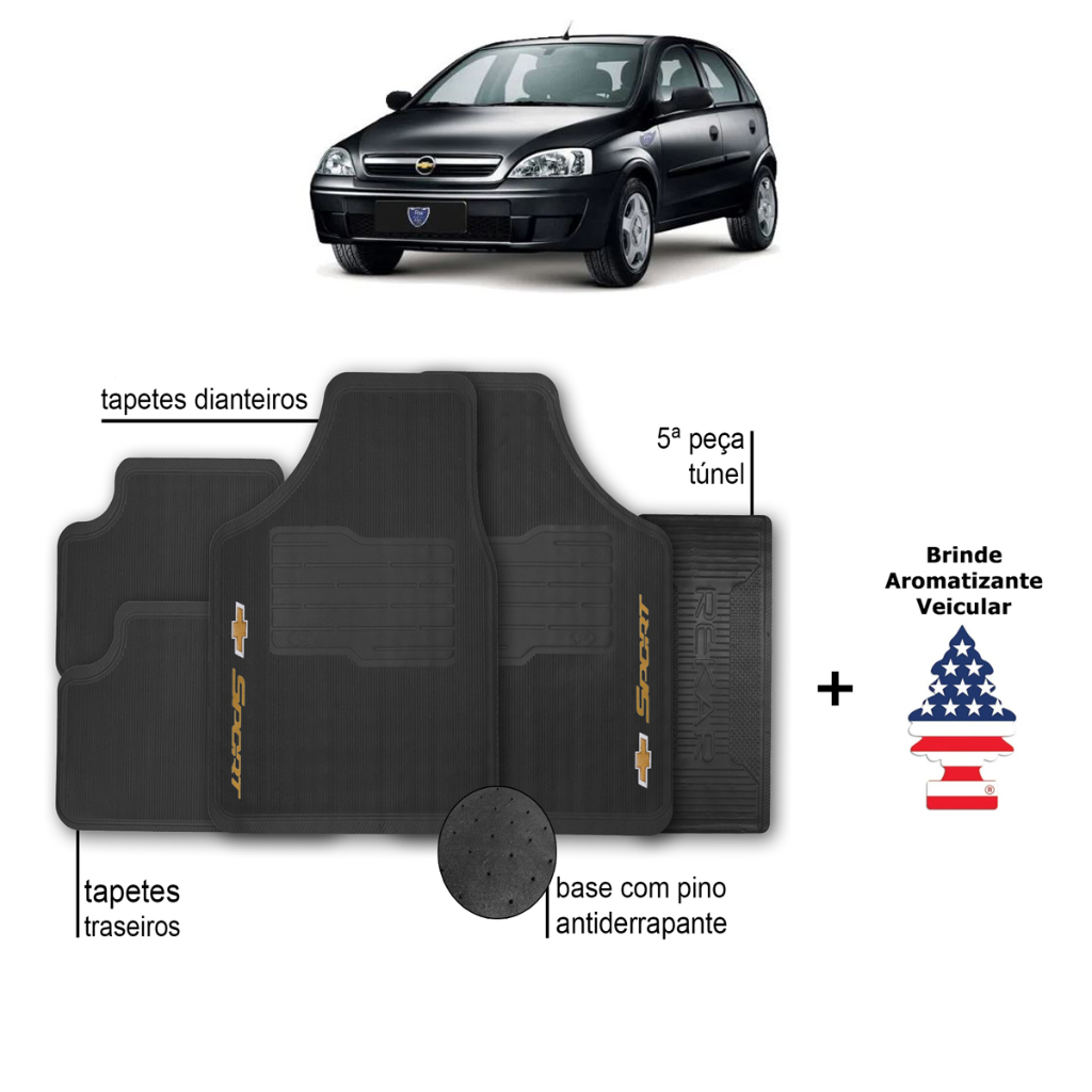 Tapete de Carro Corsa Hatch Chevrolet Automotivo Borracha + Aromatizante em Oferta na Shopee