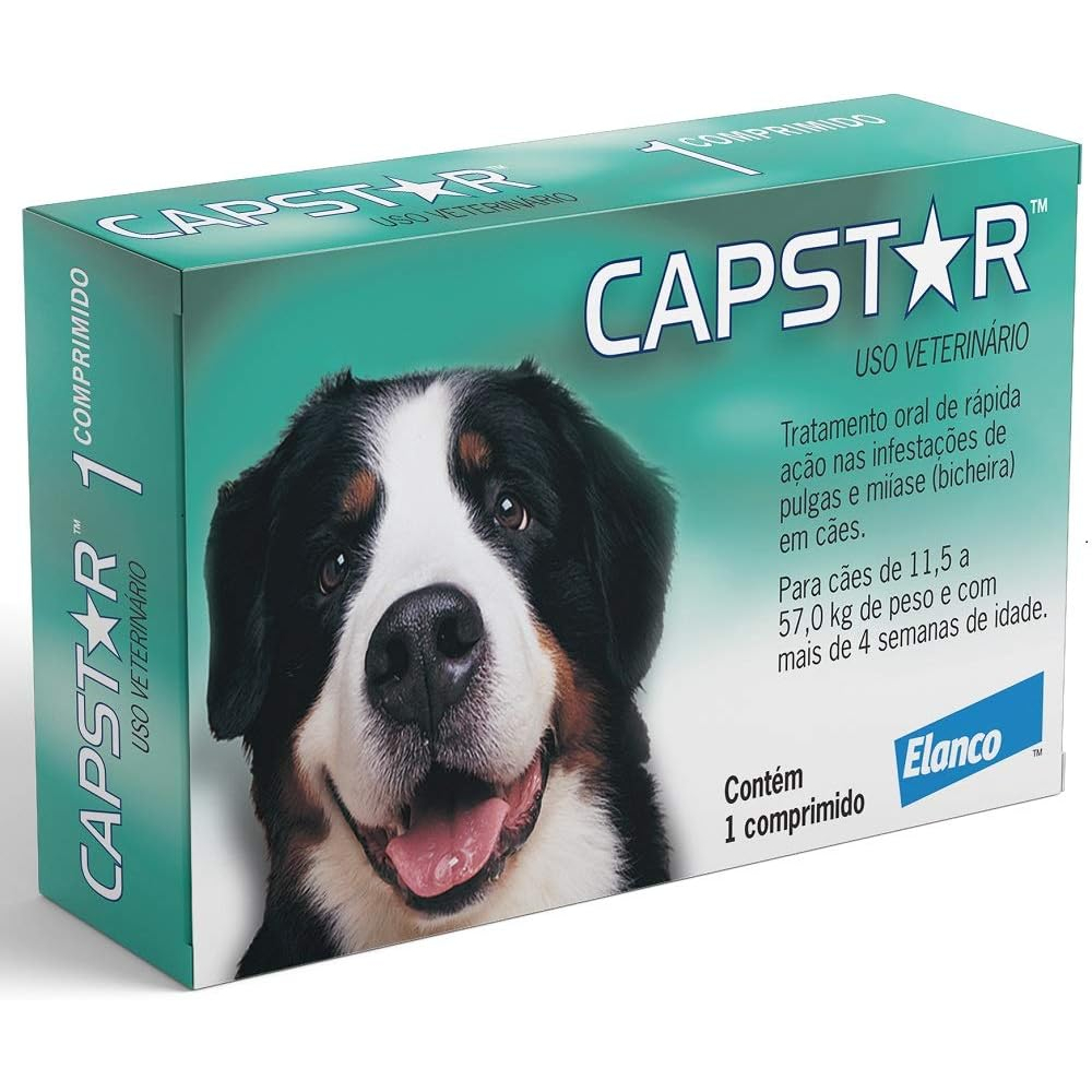 Capstar Antipulgas 57mg 1 Comprimido para Cães Gatos de 11 a 57kg Elanco em Oferta na Shopee