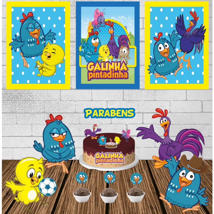 Kit Decoração Aniversário Galinha Pintadinha *LEIA A DESCRIÇÃO* em Oferta na Shopee