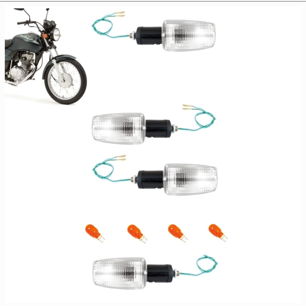 Kit 4 Pisca Seta moto Cristal Cg 125 Titan 150 Bros 125 150 Xr 200 Xlr 125 Tornado 250 Twister 250