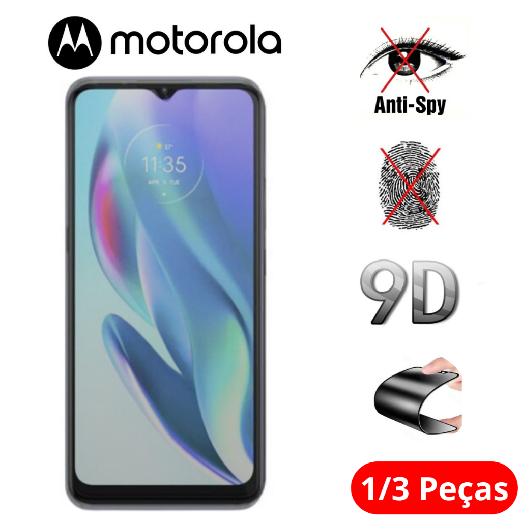 Película 3D 9D Ceramica Privacidade Fosca Anti Spy para Motorola Moto G50 / G30 / G20 / G10 / G9 Play / G9 / G8 Plus / G8 Play / E7 Plus / E7 Power / E7 / G60s / E22i / G14 / G41 / G71 / G8 Power Lite Film Ceramic Matte Privacy Motorola Pronta Entrega
