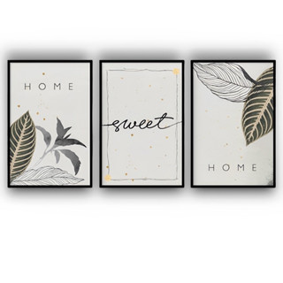 Quadro Decorativo 3 peças 40x60 Home Sweet Home Folhagem Moderno mdf em Oferta na Shopee