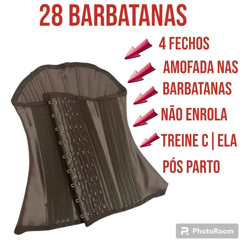 Cinta Modeladora plus size Feminina 28 barbatanas Para Treino