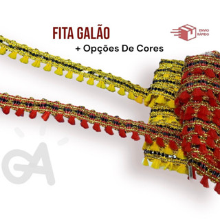 Fita Galão Passamanaria com mini pingente - 1,6cm - Peça com 20 metros