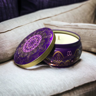 Vela Aromática Pote Mandala Roxo