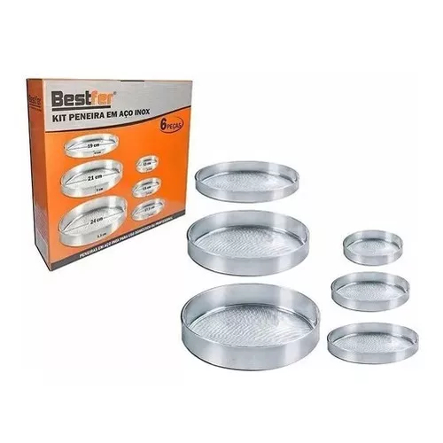 Kit 6 Peneira Culinario Farinha Tapioca Fuba Aço Inox Domestico em Oferta na Shopee