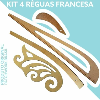 Kit 04 Réguas Corte Costura Curva Francesa Mdf