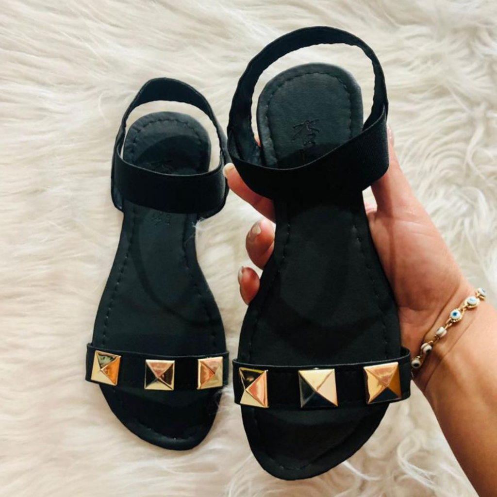 Sandália Feminina Rasteirinha Rasteira Feminina Confortável Dia a Dia Tiras Calcanhar Elástico