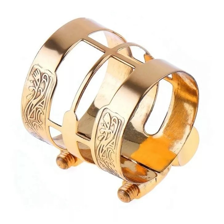Abraçadeira Luxo Dourada Para Boquilha Sax Alto Premium