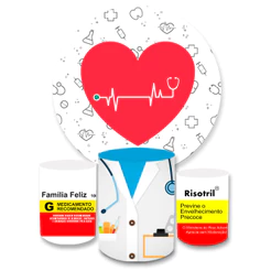 Kit Painel de Festa Decorativo Sublimado + Trio Capa Cilindro Veste Fácil Medicina Médico