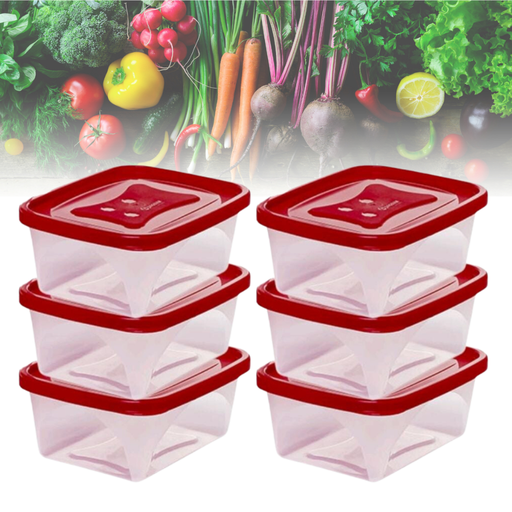 Pote de Plástico Kit com 6 Marmitas com Tampa Multiuso Freezer Geladeira Micro-ondas Conjunto Organizador Jaguar Utilidades ENVIO IMEDIATO