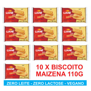 KIT 10 PACOTES BISCOITO MAIZENA ZERO LEITE LIANE 110g | Sem Lactose | Lanchinho Bolacha Vegana