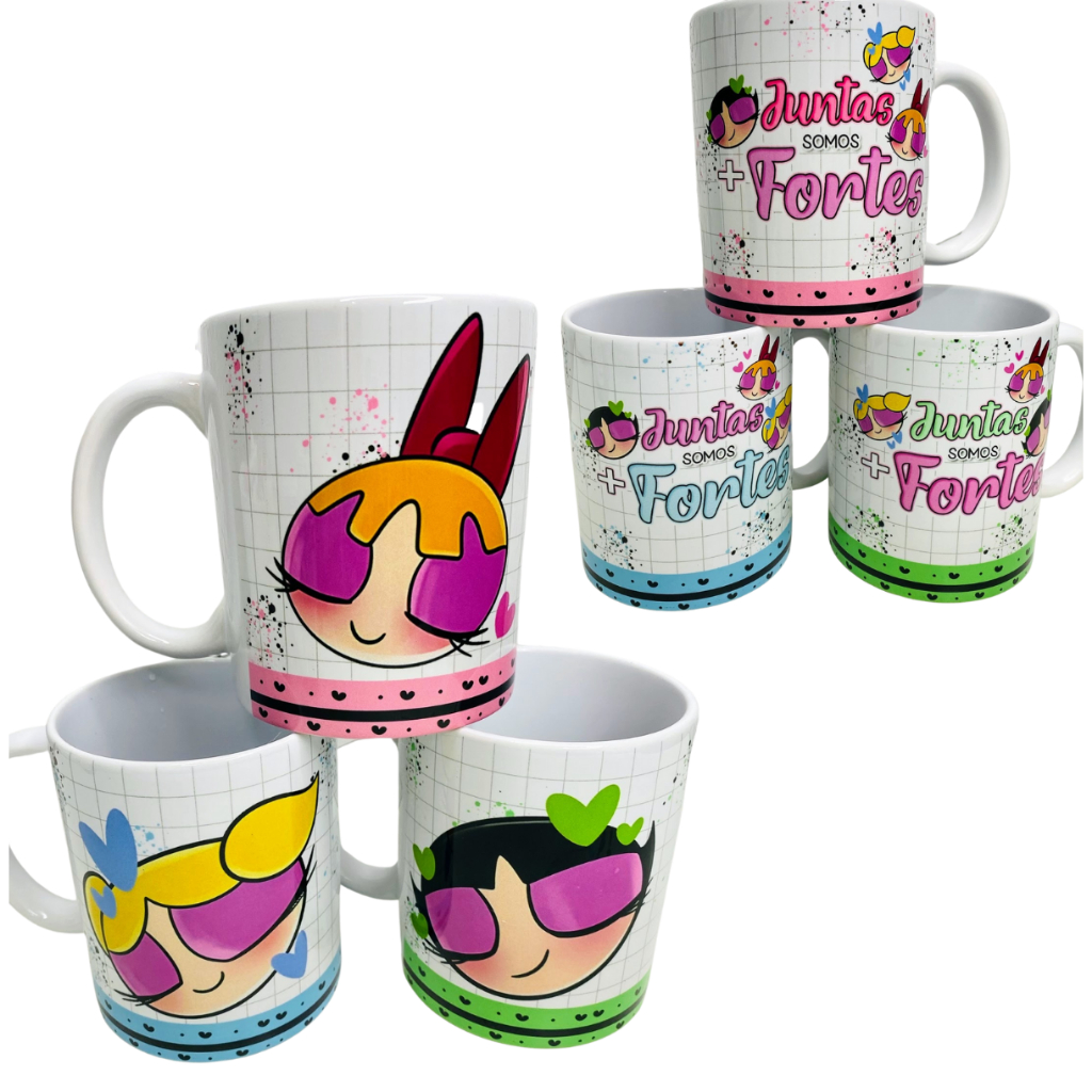 Caneca especial, meninas super poderosas! Porcelana qualidade premium/alta. Presente/lembranças. Personalizamos com nomes, personagens copo, xicara, achadinhos da shopee.
