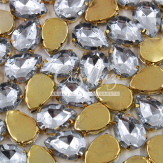 CHATON ENGRAMPADO GOTA 13X18 MM PACOTE COM 10 UNIDADES