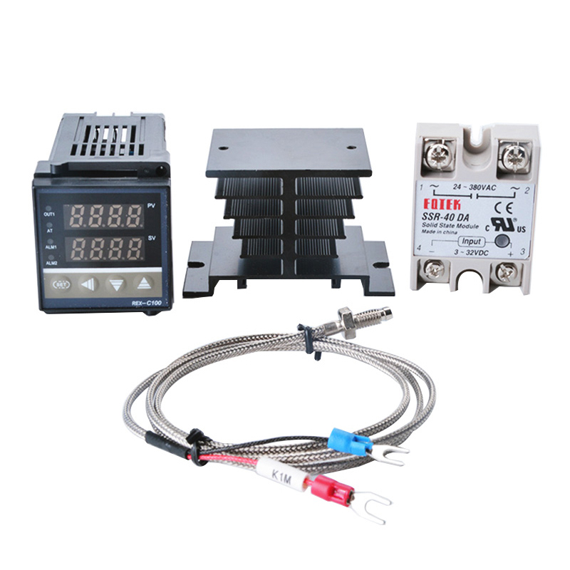 Controlador temperatura ssr + relé sólido 40a fotek + sensor k + dissipador calor
