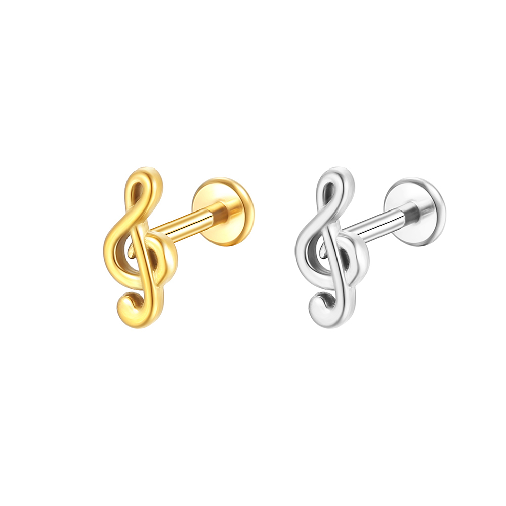 Piercing Helix Tragus Conch Boca-Medusa Labret Aço Cirúrgico PVD Nota Musical 1,2x8 em Oferta na Shopee