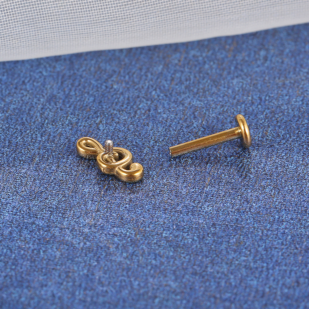 Piercing Helix Tragus Conch Boca-Medusa Labret Aço Cirúrgico PVD Nota Musical 1,2x8