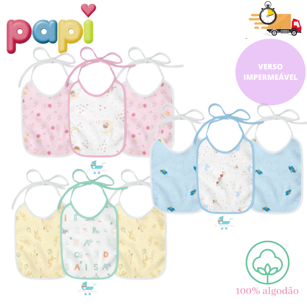 3und Babador Plastificado Estampado Alimentacao Bebe 21x19cm - coisas de bebe enxoval