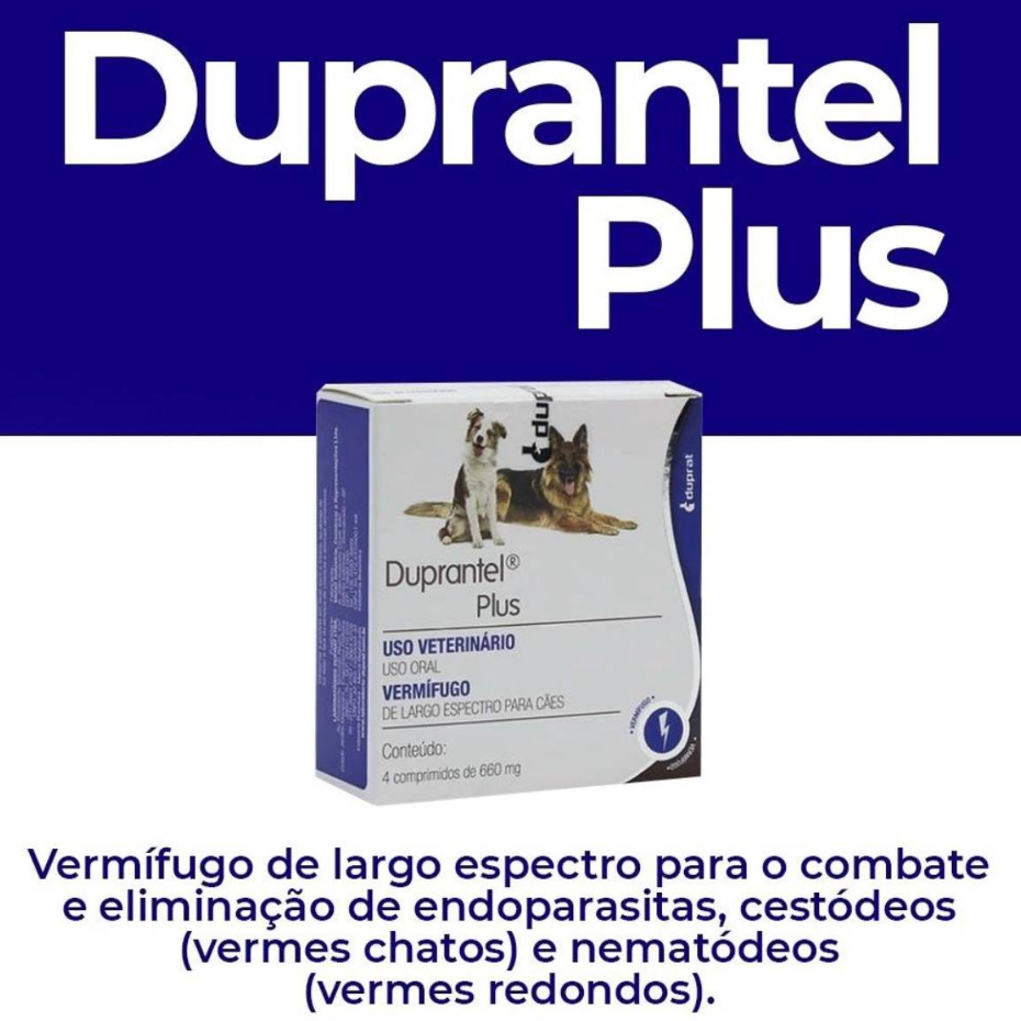 Duprantel Plus Vermífugo para Cães 4 Comprimidos Remédio de Verme para Cães