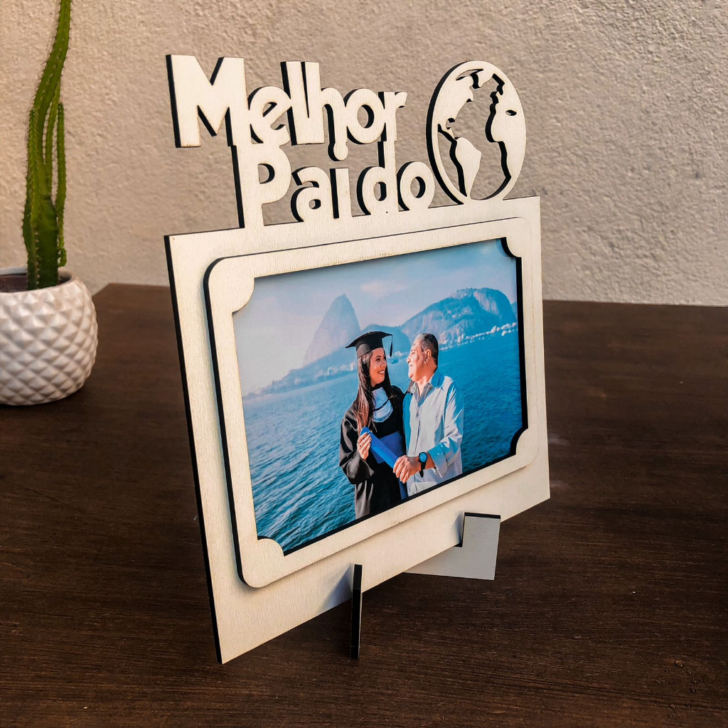 Porta Retrato Melhor Pai do Mundo Presente criativo e personalizado Dia dos Pais