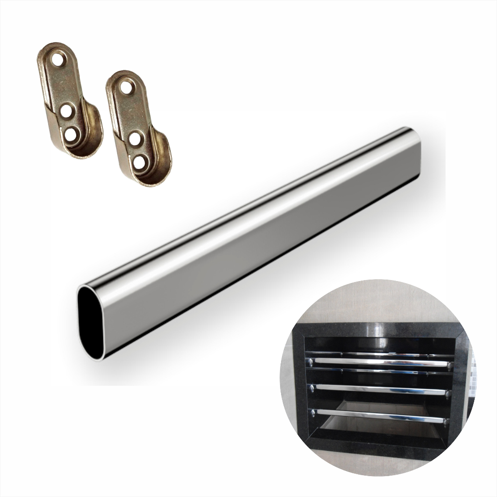 Kit 4 Barra Tubo Churrasqueira 60cm Cromado Com Suportes em Oferta na Shopee