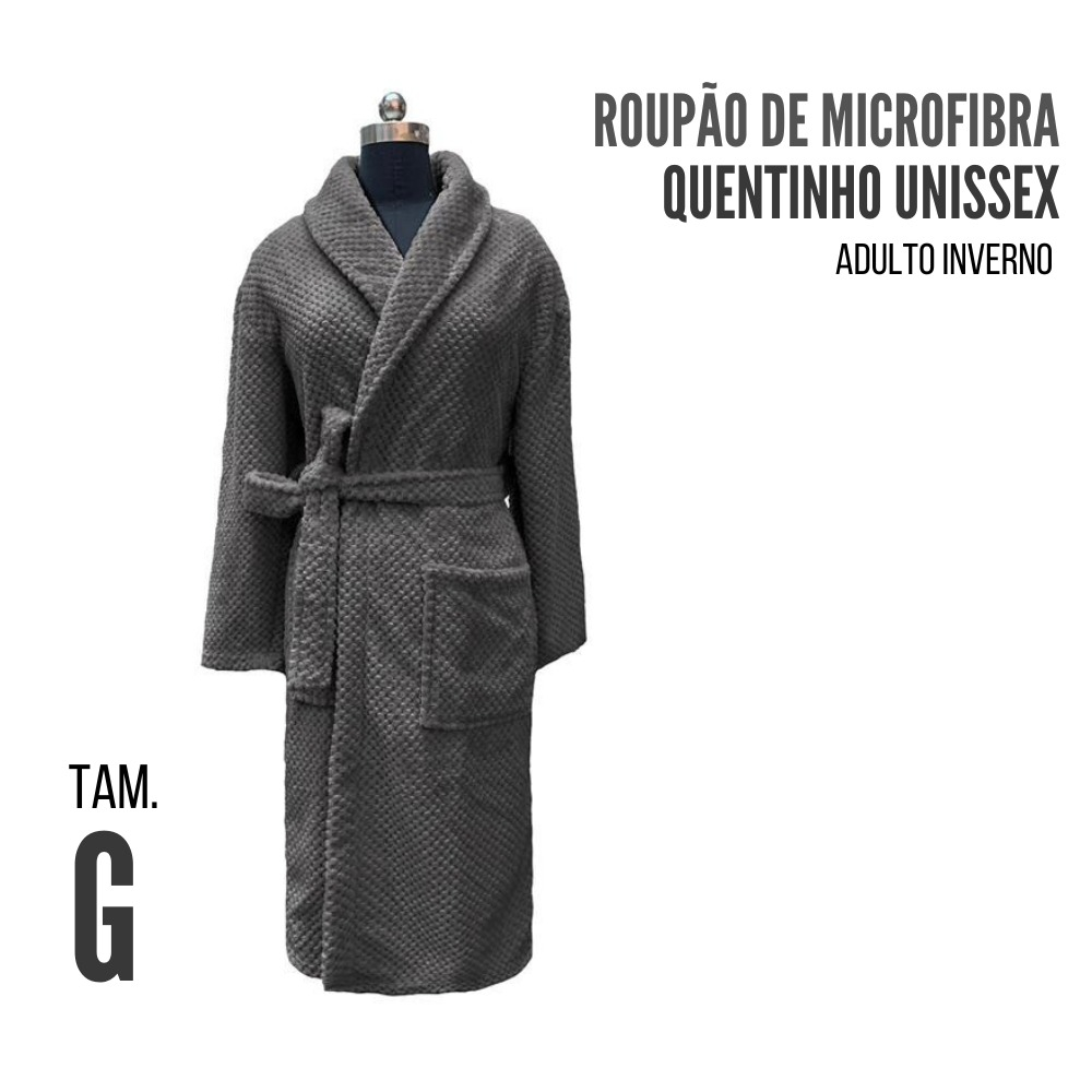 Roupão de Microfibra Adulto Inverno Quentinho Unissex TAMANHO G Aveludado