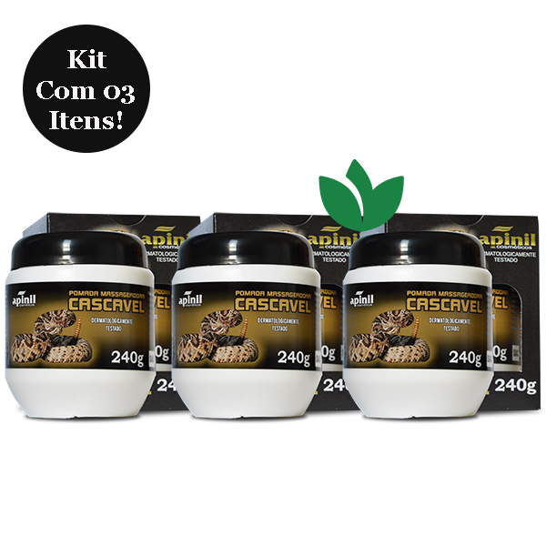 Kit Com 3 Unidades Pomada Massageadora Cascavel 240g Apinil