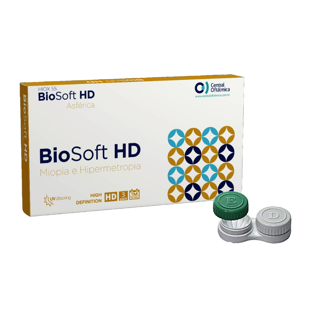 Lente de Contato Biosoft Hd Asférica Miopia Ate -20,00 Mensal