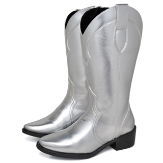Bota Country Dubuy Feminina Western Cano Medio Prata Metalizado 1703FG em Oferta na Shopee
