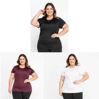 KIT 3 Camisetas Academia Plus Feminina Fitness