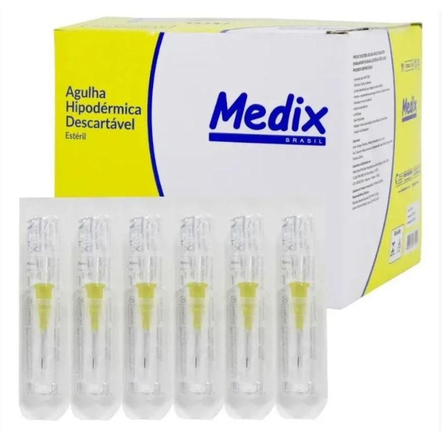 Caixa C/100 Agulhas Descartável 13x0,30 (30g) Amarela (Fina)  - Medix