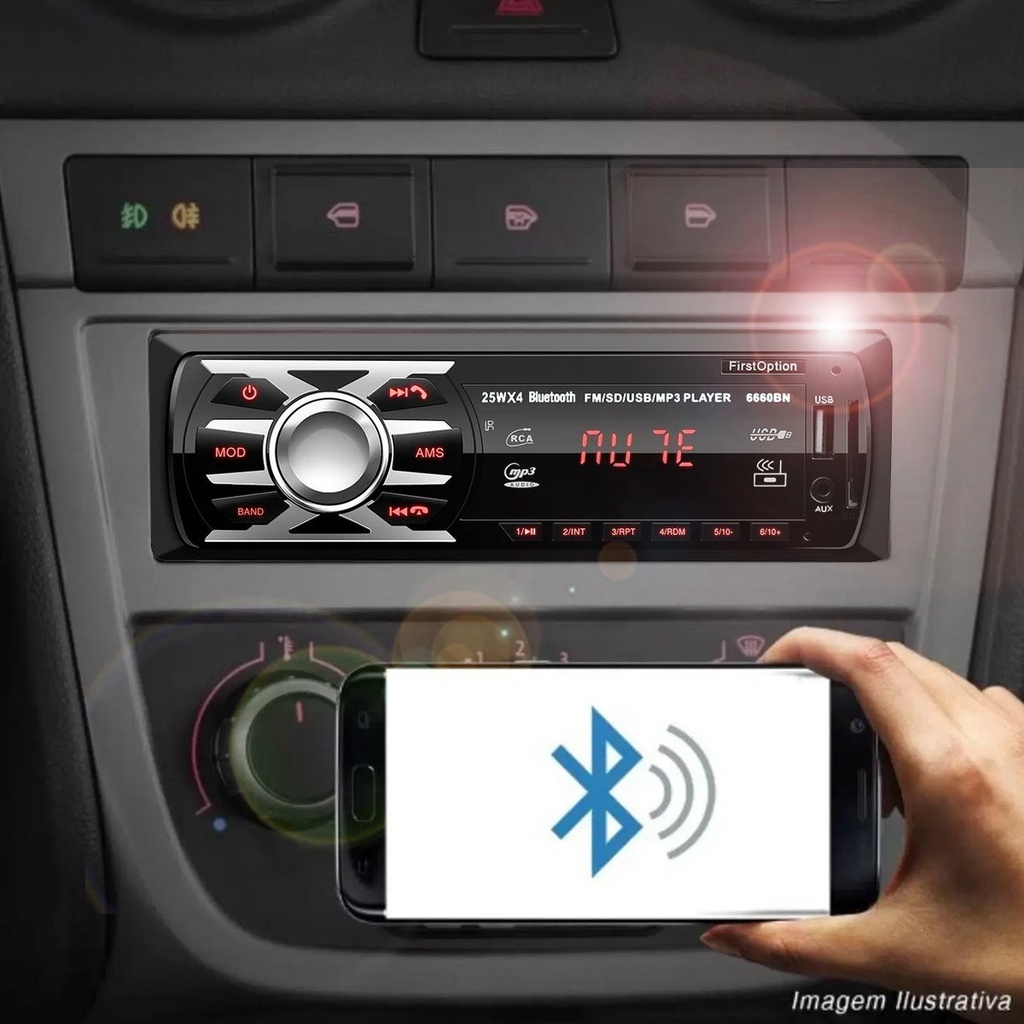 Radio Carro Mp3 Player Som Automotivo BT com 2 Usb Sd Rádio Fm Bluetooth