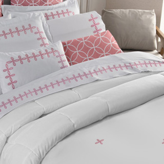 Lençol 04 Peças Queen e King 100% Algodão 180 Fios Bordado Jogo Roupa de Cama Coleção Duca...