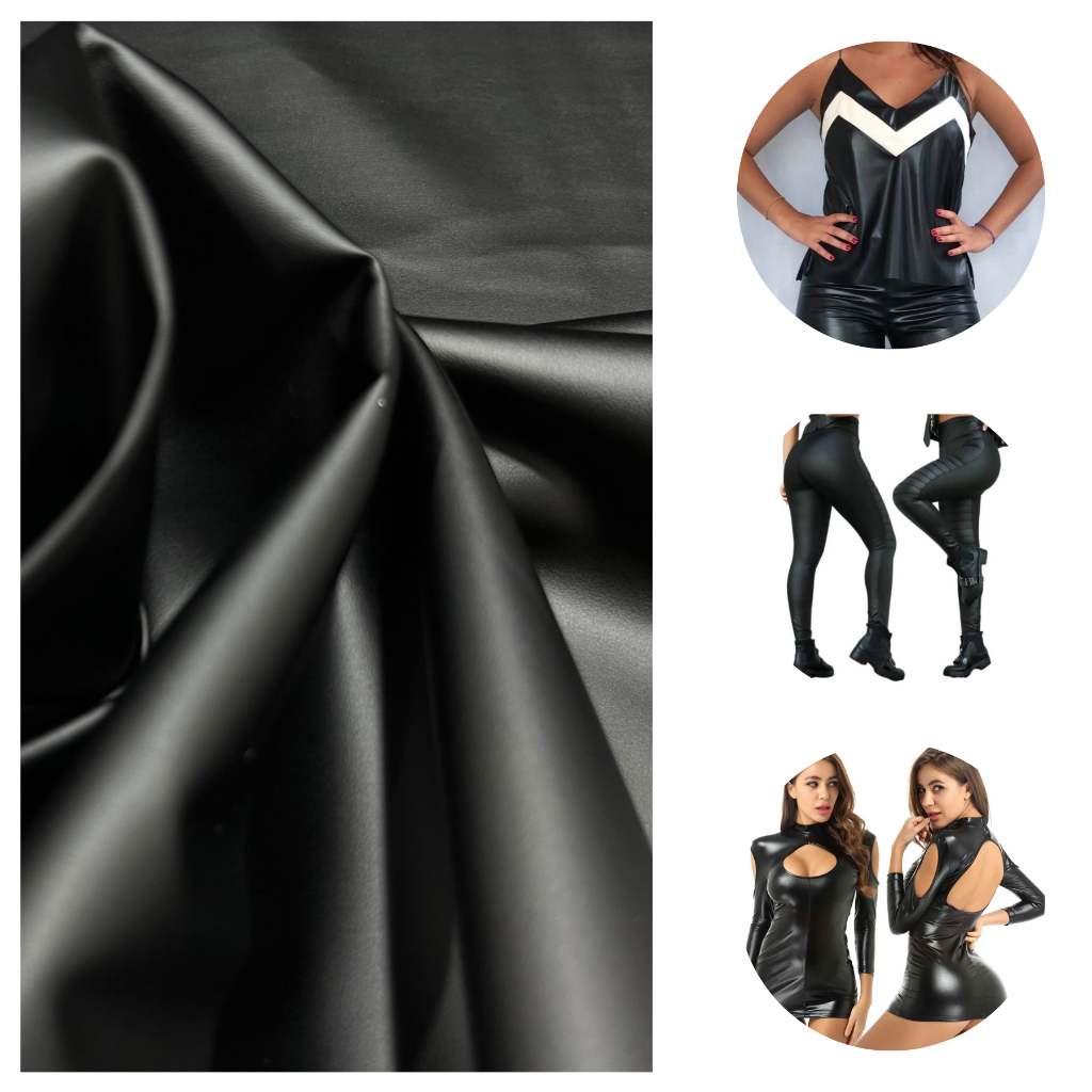 Tecido Couro Sintético Fake Pu Com Elastano Lycra Para Roupas jaquetas