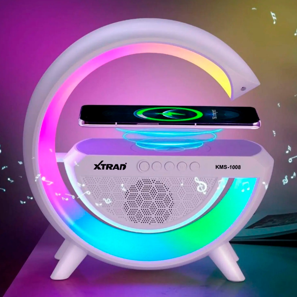 Caixa de Som Bluetooth RGB Iluminação ambiente Carregamento sem Fio XTRAD KMS-1008