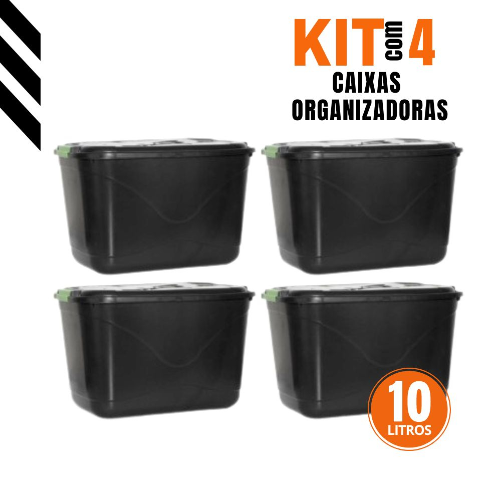 Kit 4 Uni Caixa Cestos Organizadora Multiuso Plástica 10l Tampa em Oferta na Shopee