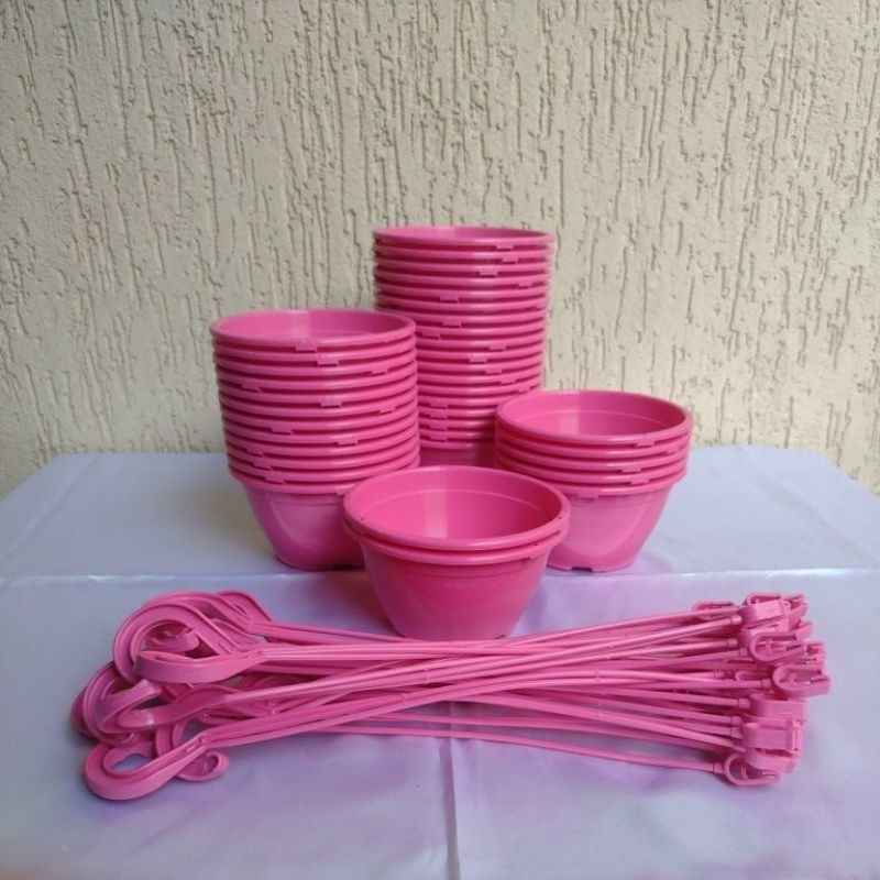 Kit 10 Vasos Cuias 13 com Alças na cor Rosa