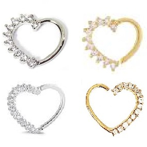 Piercing Daith Coração cravejado torção Aço cirúrgico / banhado a ouro cartilagem helix orelha nariz em Oferta na Shopee