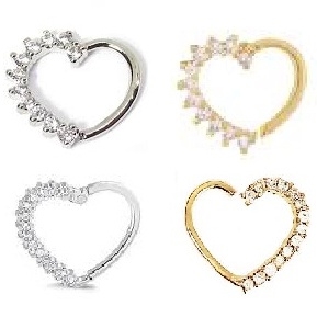 Piercing Daith Coração cravejado torção Aço cirúrgico / banhado a ouro cartilagem helix orelha nariz em Oferta na Shopee