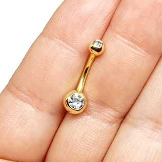 Piercing Umbigo Banhado a ouro 18k pedra branca e rosa em Oferta na Shopee