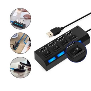 Hub USB com 4 Entradas USB 2.0 de Alta Velocidade com Botão Liga/Desliga
