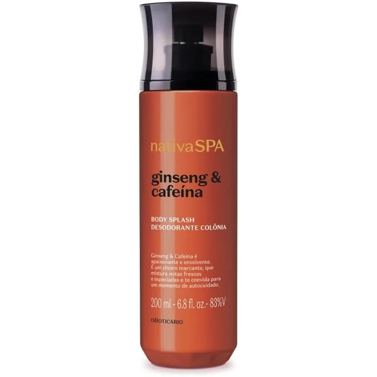Body Splash Desodorante Colônia Ginseng e Cafeína 200ml