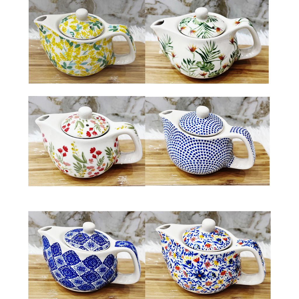 BULE DE CHÁ PEQUENA PORCELANA ESTAMPAS FLORAIS 250ML - BUL0002