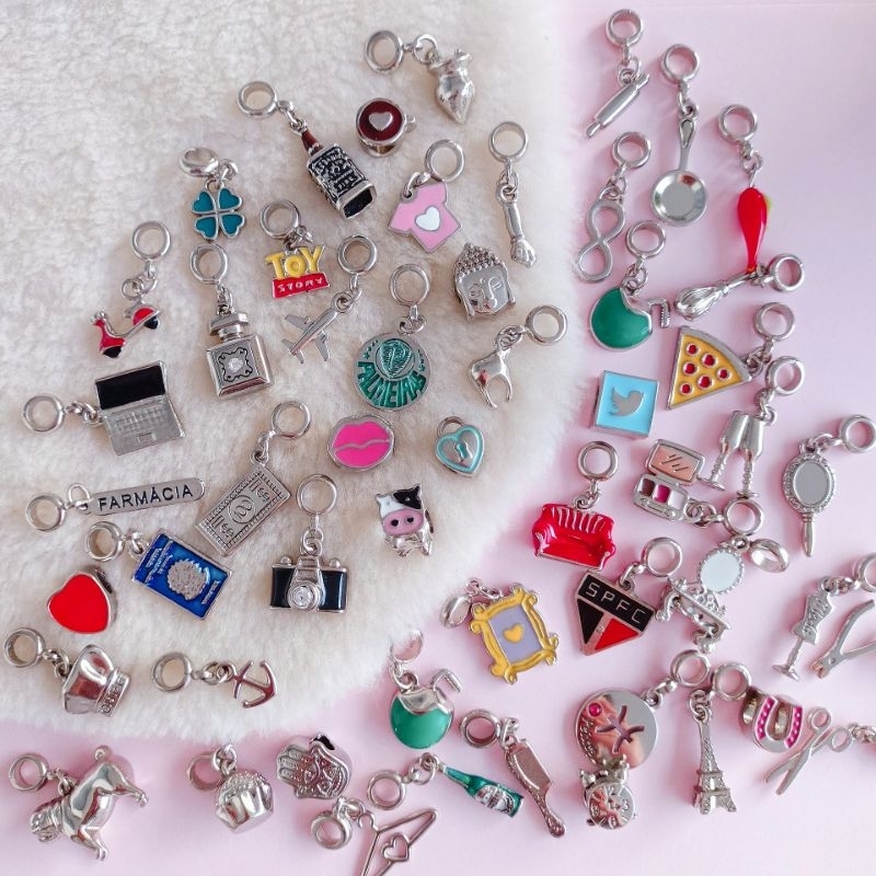 Charms Berloque Joias Viagens Comida Sol Profissão Moda Bebidas Seriado Pulseiras Acessórios Pingentes Colar Berloques de Prata 925 Charms Balões Aviões Café Charme Clássicos